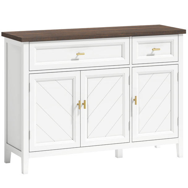HOMCOM Modern Sideboard with 3 Doors, 2 Drawers and Adjustable Shelves, White