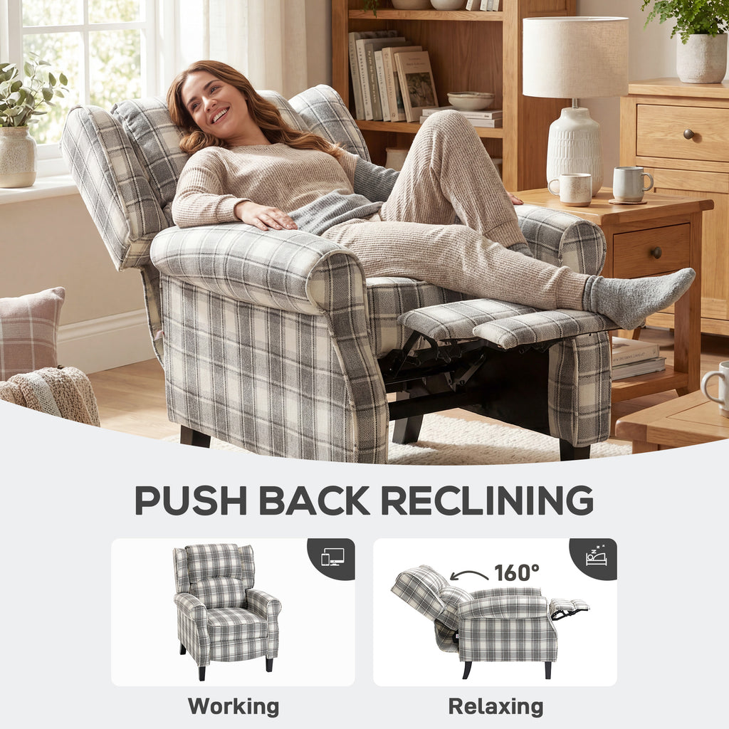 160Â° Reclining Armchair, with Footrest - Grey and White