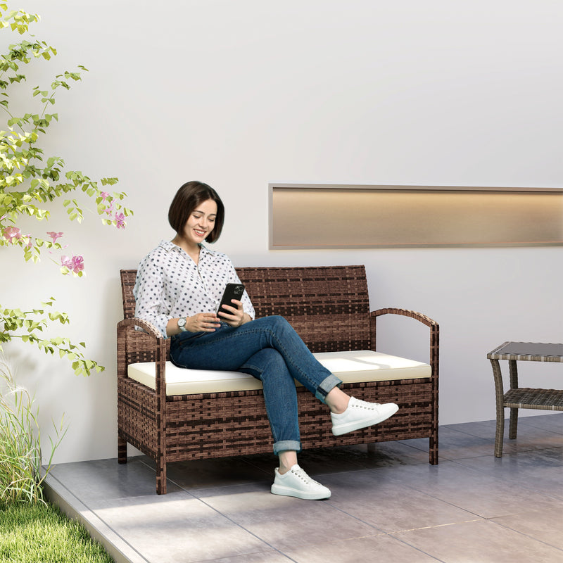 Outsunny 125L Storage Garden Bench, with Cushion - Brown – view 10