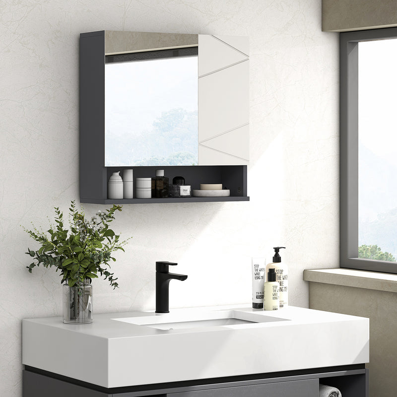 Grey bathroom mirror cabinet – image 9