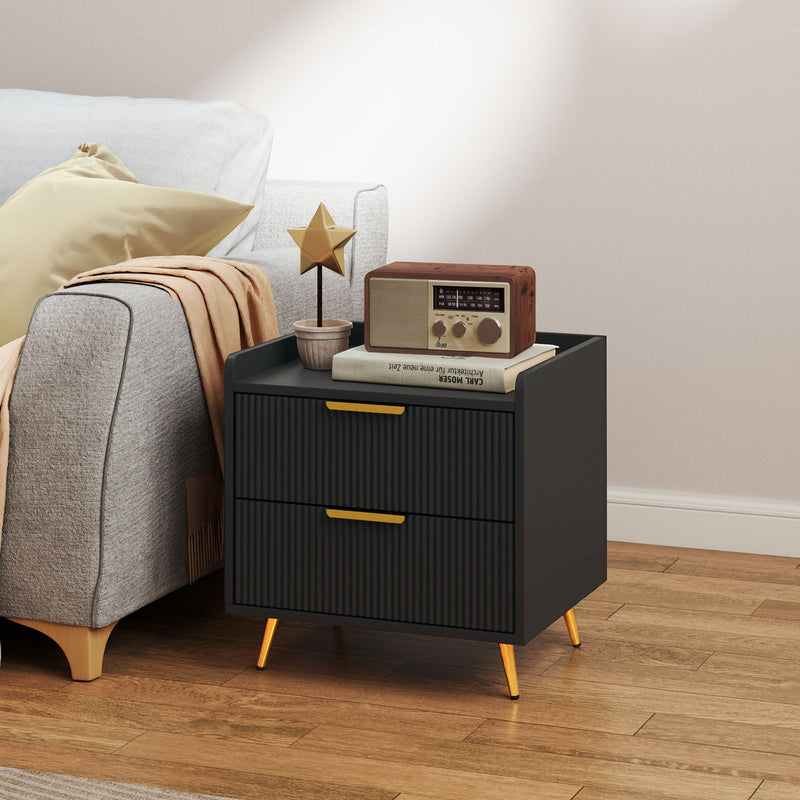 Black 2-drawer bedside table – image 9