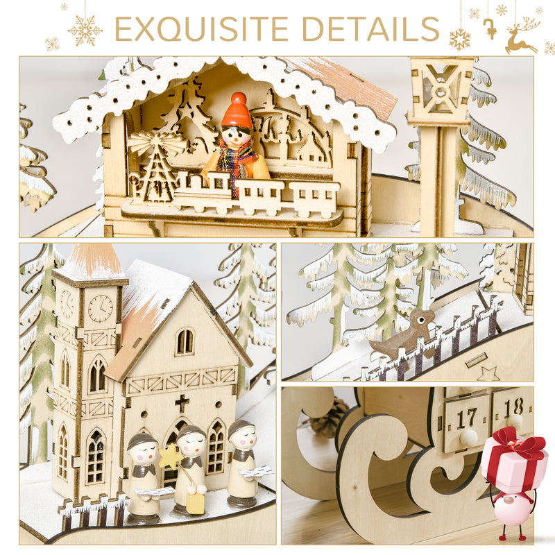 Close-up of the wooden Christmas scene