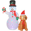 6ft Snowman and Dog Christmas Inflatable on a white background