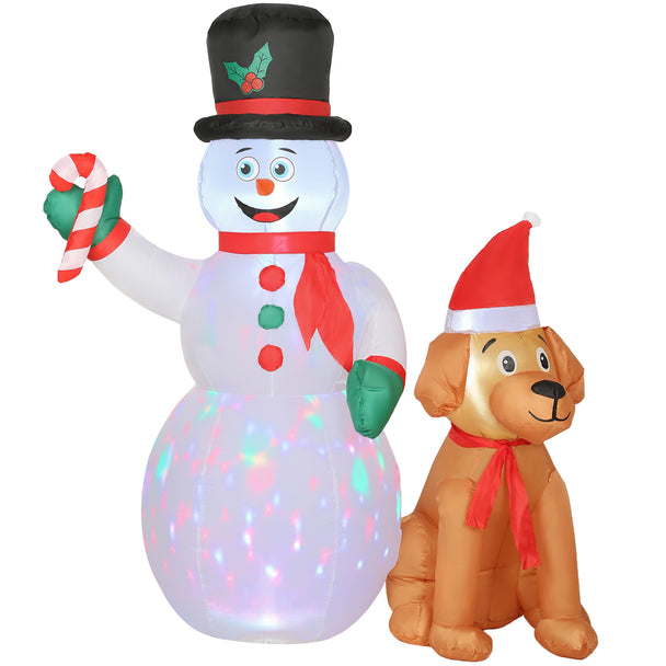 6ft Snowman and Dog Christmas Inflatable on a white background