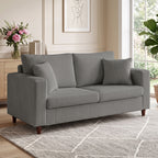 Loveseat Sofa with Wide Seat, Corduroy 2 Seater Couch with Deep Seat, Spring Cushion, Light Grey