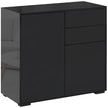 Black push-open sideboard with two drawers, two cupboards and high gloss frame