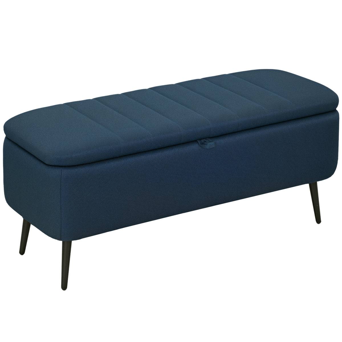 Storage Ottoman Bench with Steel Legs – Dark Blue