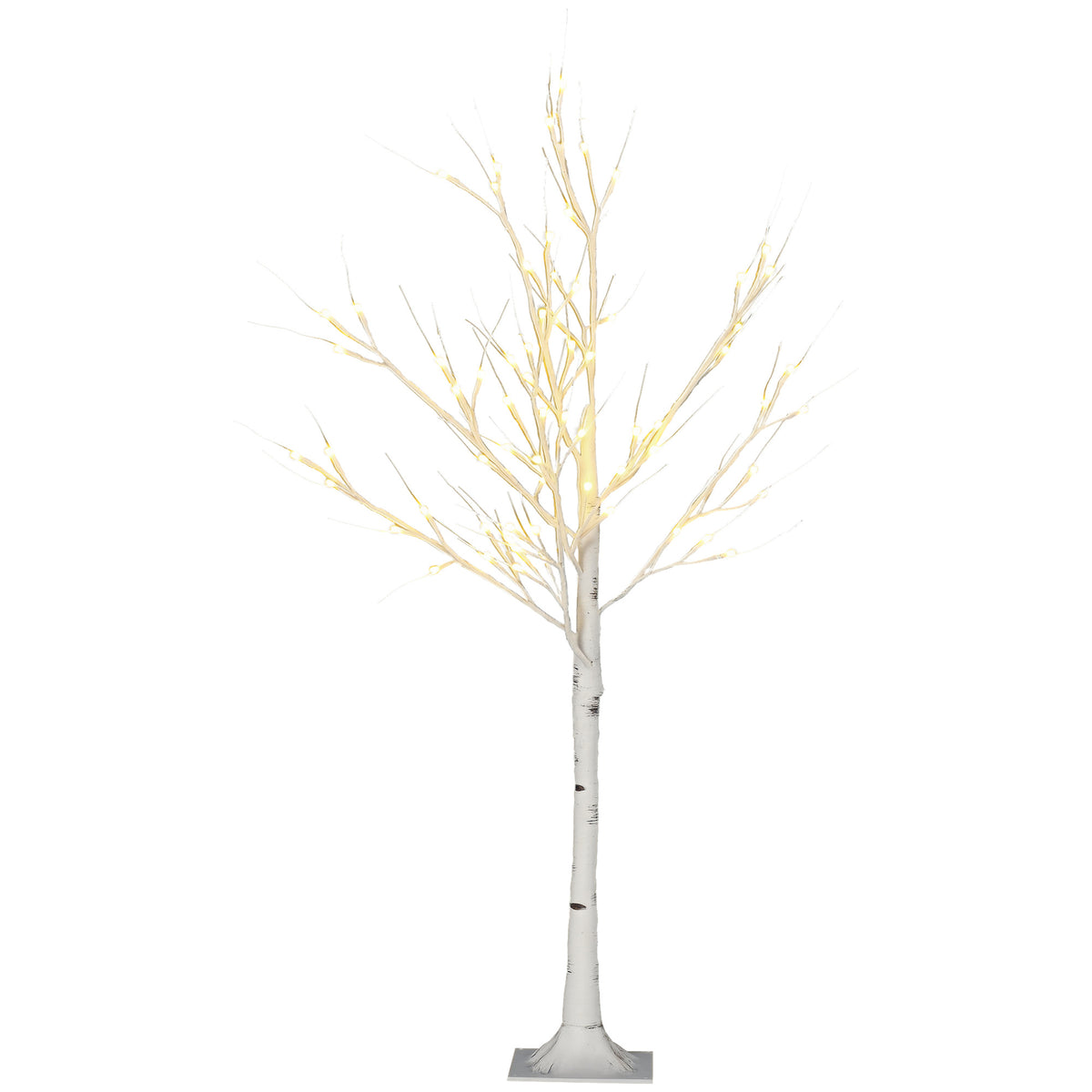 4ft Pre-Lit White Birch Tree on a white background