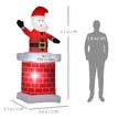 Size diagram of the 7ft Santa in chimney Christmas inflatable