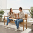 Outsunny Wooden Garden Bench with Liftable Table & Shelf, 2-3-Seater Outdoor Loveseat with Fir Wood Frame, Teak – view 10