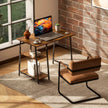 HOMCOM Industrial-Style Work Desk, with Shelves - Brown/Black – view 2