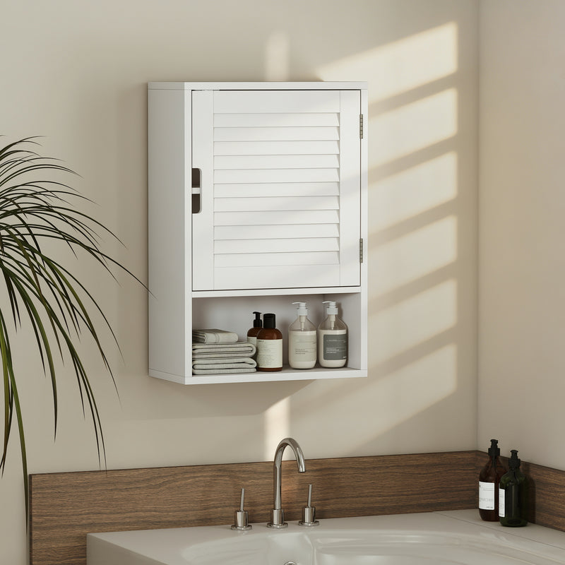 40 cm louvred bathroom wall cabinet in white – image 10
