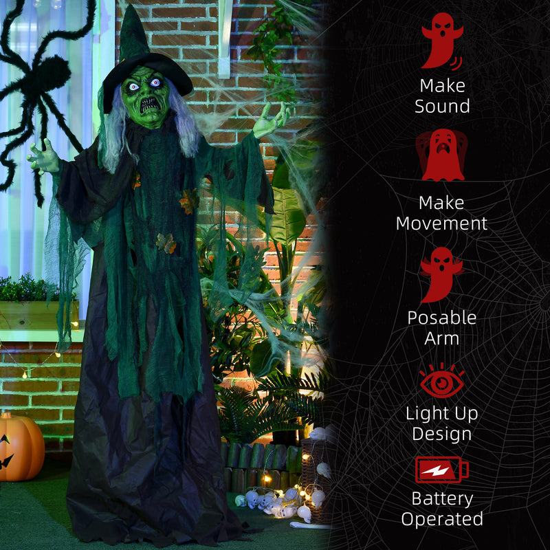 183cm Animated Witch with Glowing Eyes, Heart & Sound – image 7 of 9