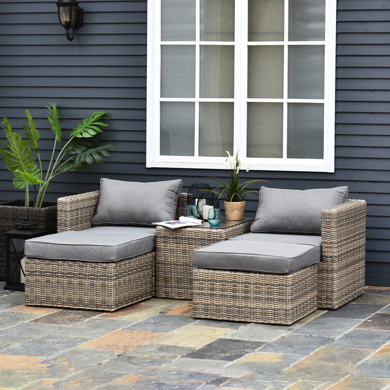 5-piece mixed brown rattan lounge set – image 2