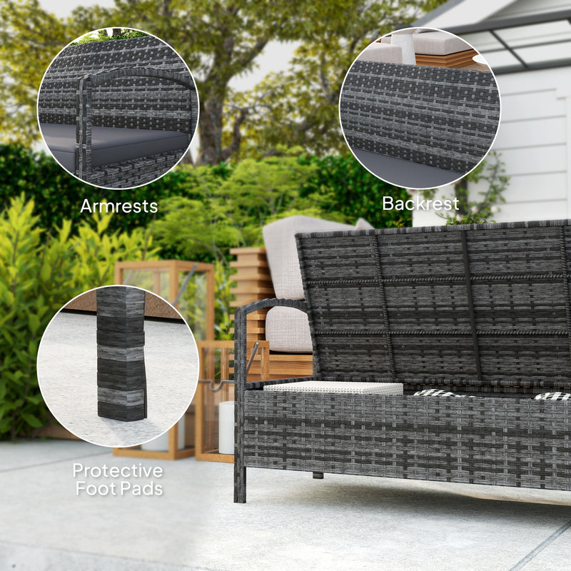 Outsunny 125L Storage Garden Bench, with Cushion - Grey – view 7