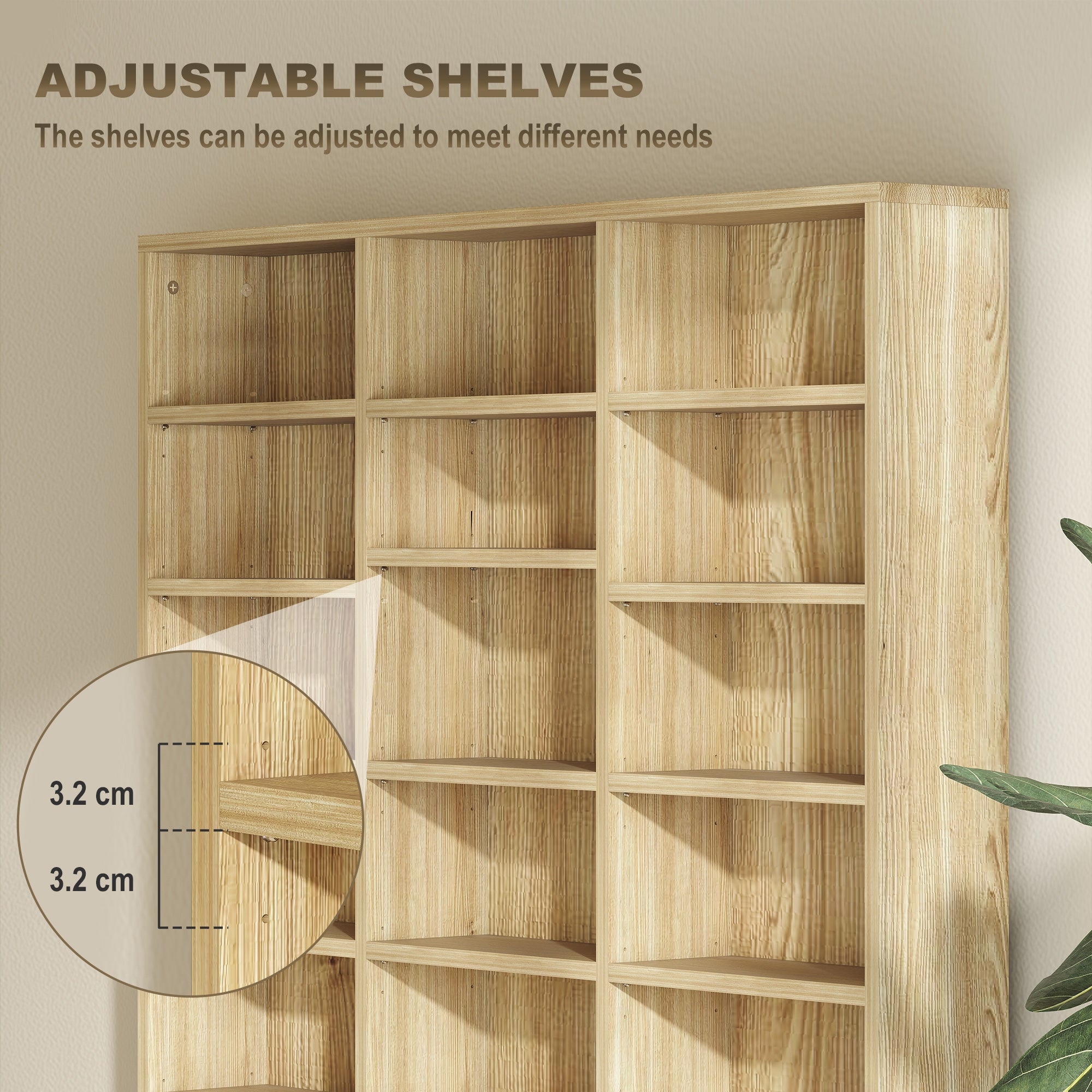 CD Storage Unit with Adjustable Shelves, 102 x 195 cm, Oak Tone