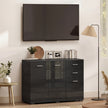 HOMCOM Sideboard, Modern Storage Cabinet with 2 Drawers, 3 Doors and Adjustable Shelves, High Gloss Black – view 8