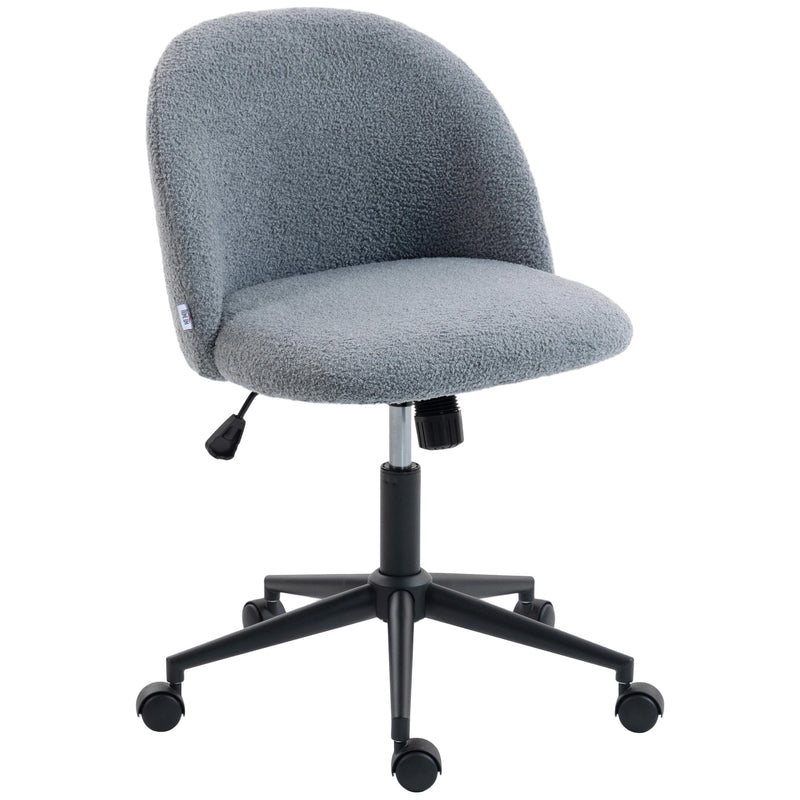 HOMCOM Teddy Fleece Office Chair with Wheels - Grey – view 10
