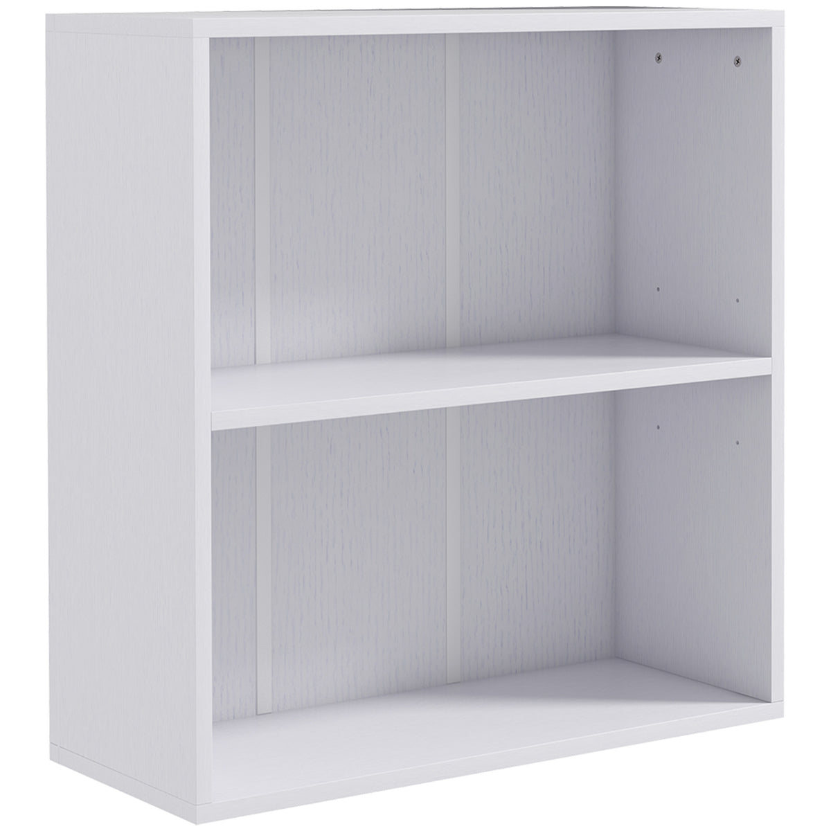 2-Tier Low Bookcase with Adjustable Shelf – White