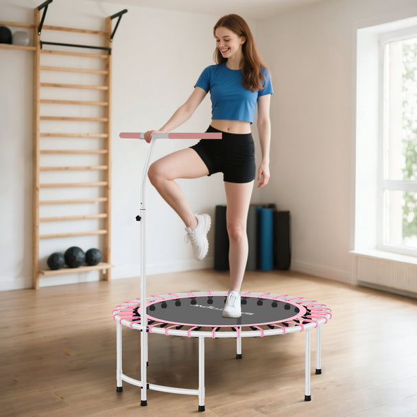 SPORTNOW 40" Fitness Trampoline, Mini Rebounder Trampoline for Adults with 5-Level Adjustable Handle, Indoor Exercise – view 2