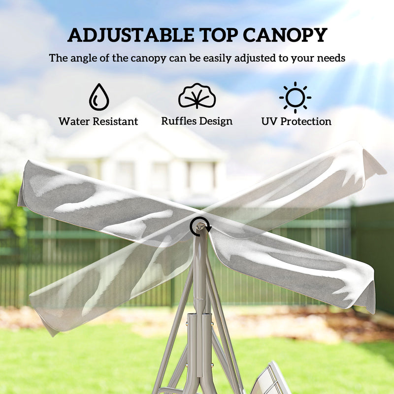 3-seater sling garden swing light grey – image 4
