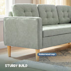 3 Seater Sofa, 169cm Couch with Hidden Storage, Wood Legs, Light Grey