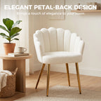 Lounge Chair Petal-Back Armchair Metal Metal Legs for Living Room Bedroom Cream