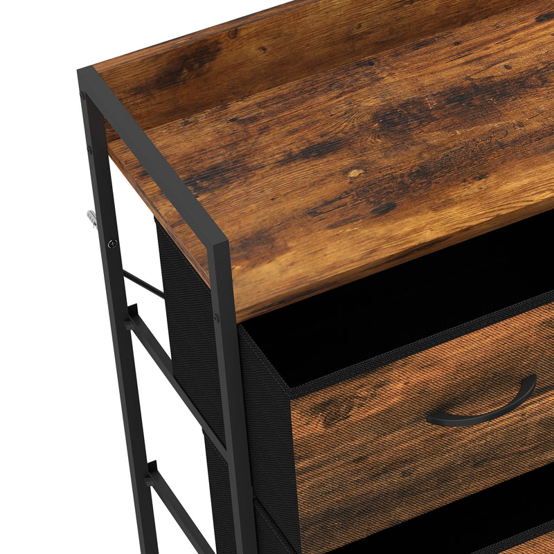 HOMCOM Rustic Chest of Six Fabric Drawers - Rustic Brown – view 10