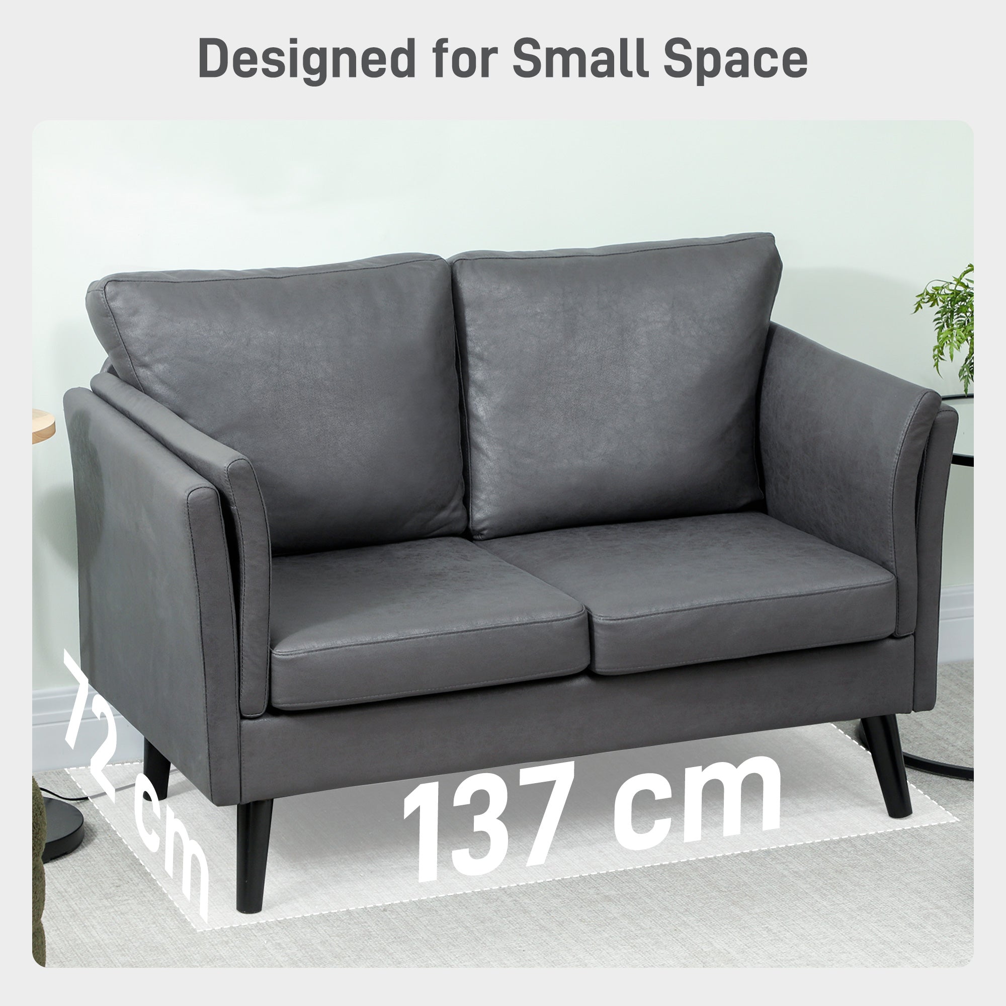 Two-Seater Leathaire Sofa - Grey