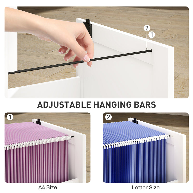 HOMCOM 4 Drawer Filing Cabinet with Lock, Office Storage Cabinet with Adjustable Hanging Bars for A4 Letter Size Files – view 5