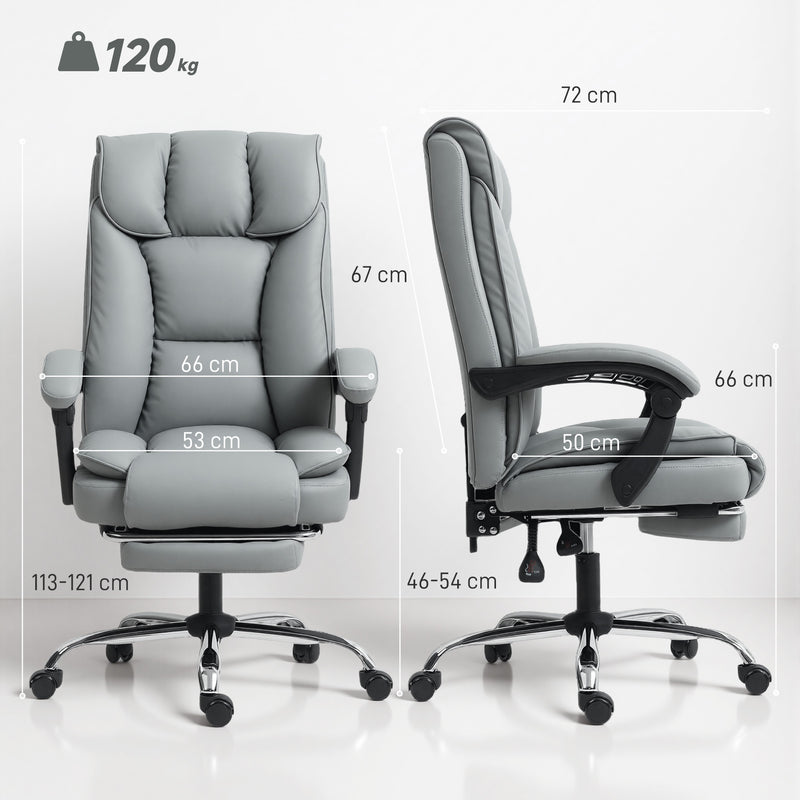 HOMCOM 155° Reclining Faux Leather Swivel Office Chair -Black – view 3