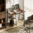 HOMCOM Industrial-Style Work Desk, with Shelves - Brown/Black – view 8