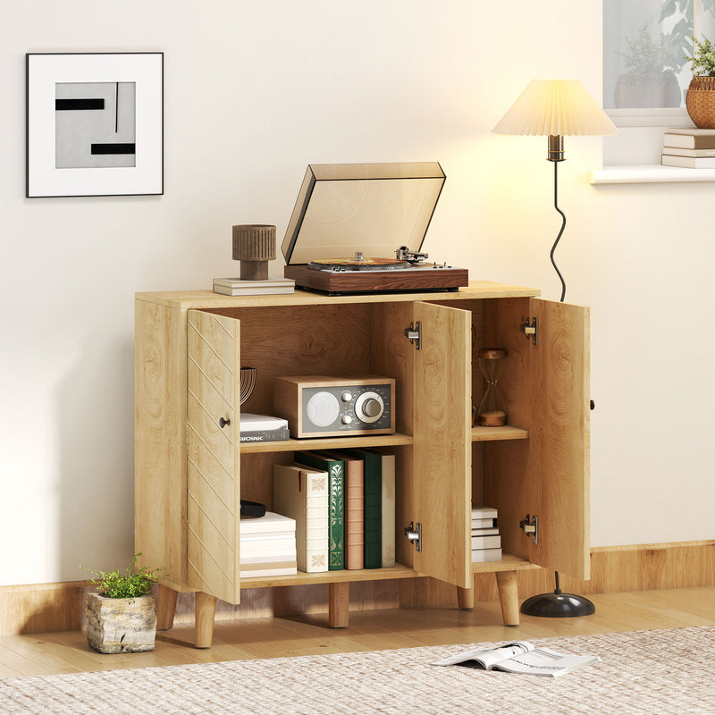 HOMCOM Vintage Sideboard with Chevron Doors and Pine Wood Legs for Living Room, Kitchen – view 8