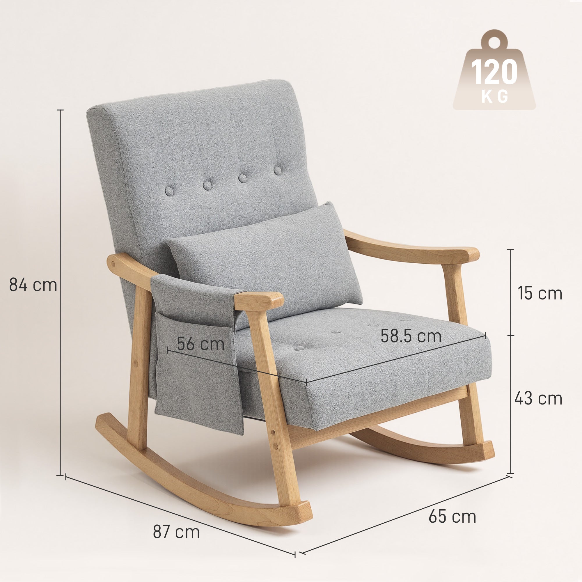 Wood Frame Rocking Accent Chair - Light Grey