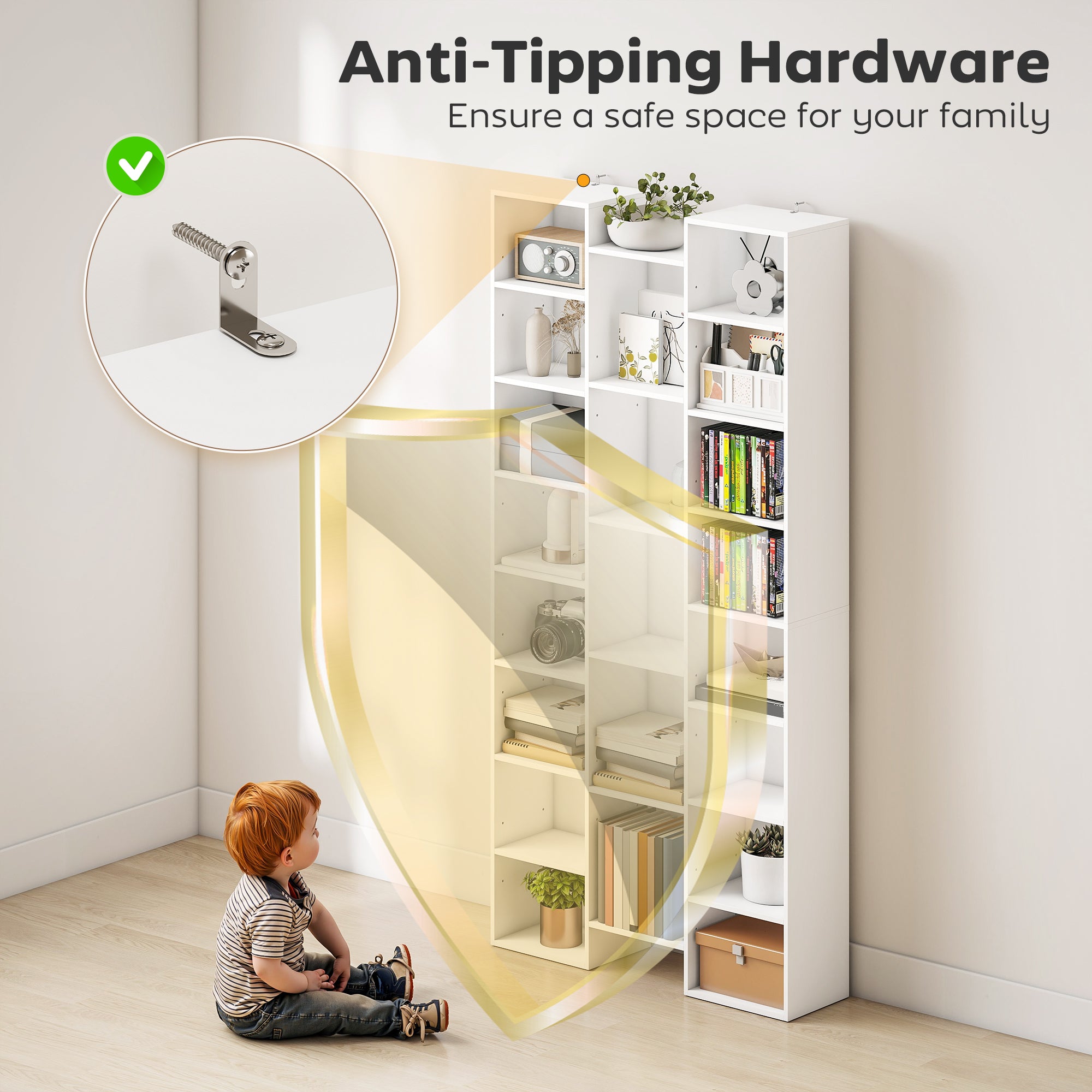 21-Compartment Bookshelf - White
