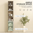 Narrow grey and oak bathroom cabinet – image 5
