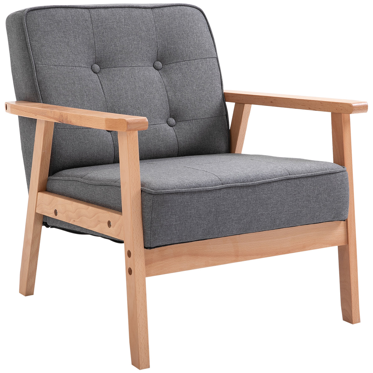 Retro Wooden Frame Accent Chair – Dark Grey