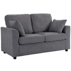 2 Seater Sofa, Corduroy Small Couch with Spring Cushion, Wide and Deep Seat, Dark Grey
