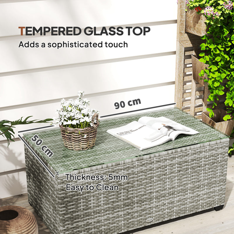 Light grey rattan coffee table – image 5