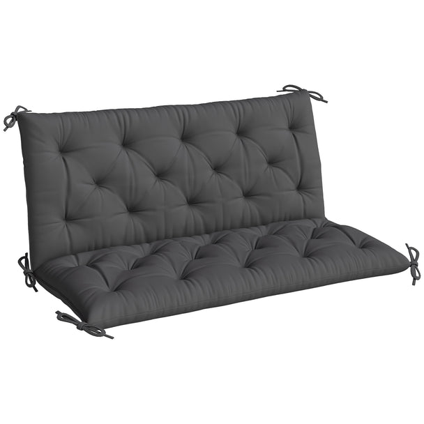 Black 2-seater bench cushion with back, 120 x 110 cm, on a garden swing chair
