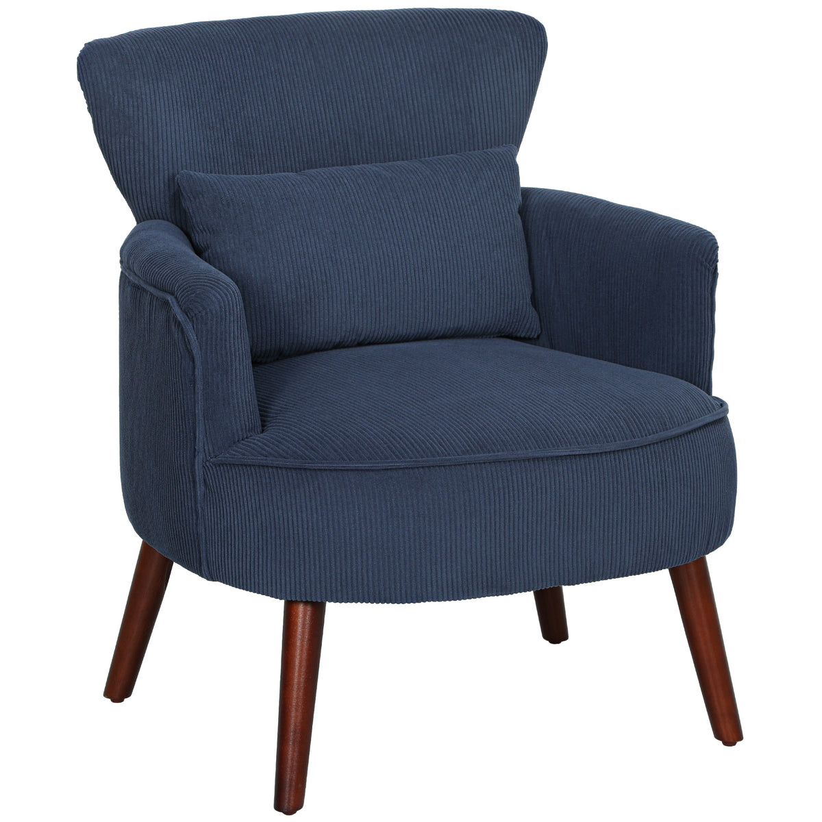 Corduroy Retro Wingback Accent Chair – Blue