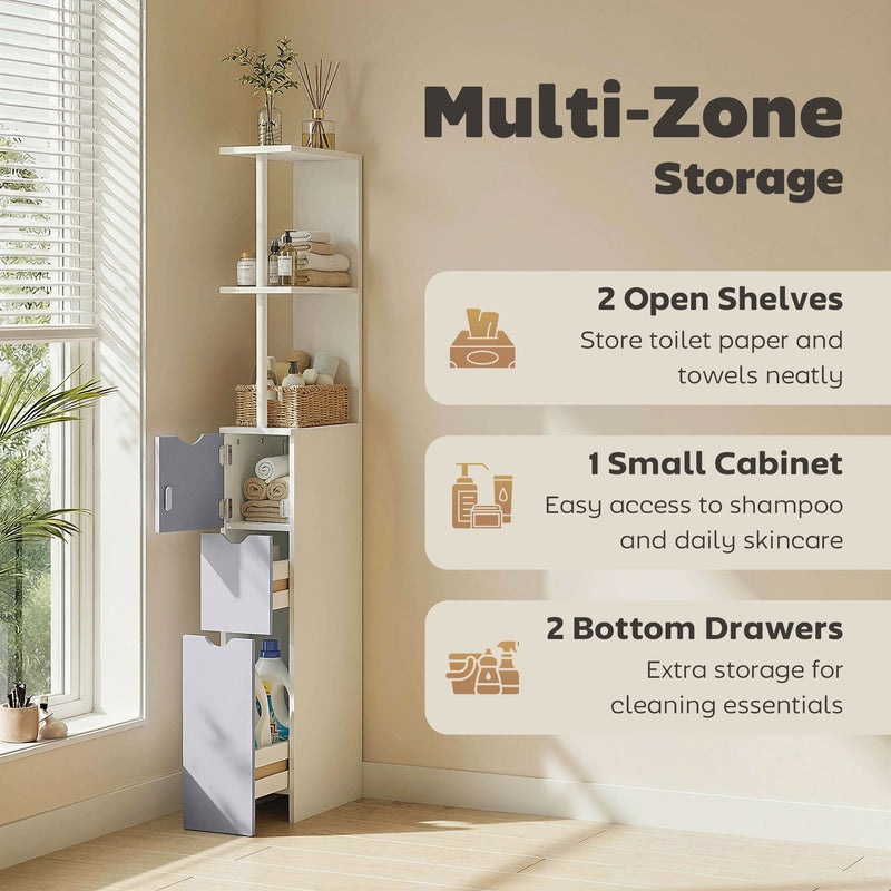Slim white and grey bathroom cabinet – image 5