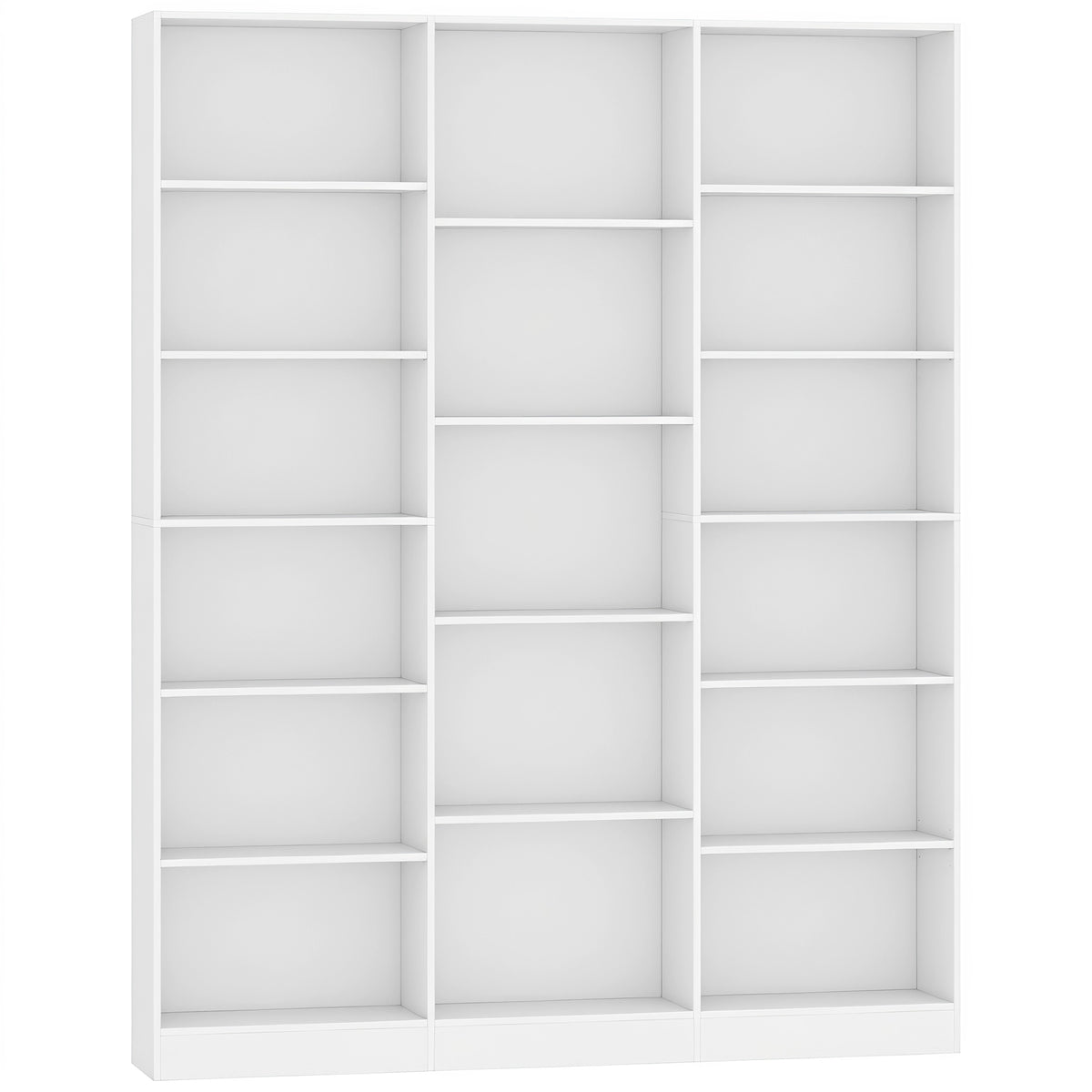 17-Compartment Tall Bookcase with Adjustable Shelves – White