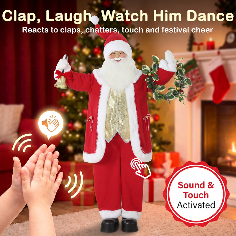 Santa figure shown singing and moving