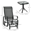 Outsunny 3 Pieces Garden Gliding Chair Set, Metal Frame 2 Single Armchair Swing Seater and 1 Glass Top Coffee Table w/ – view 3