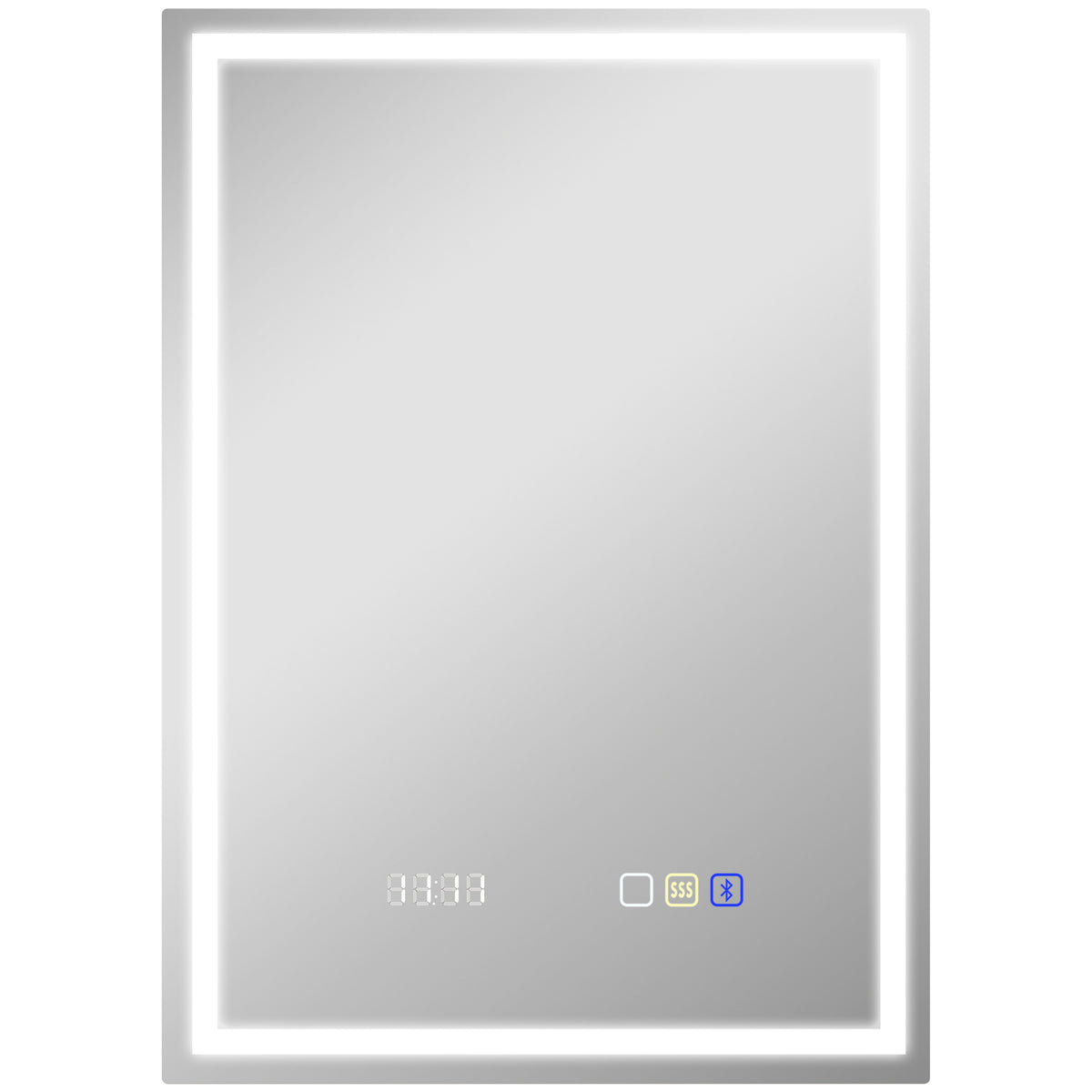50 x 70 cm backlit LED bathroom mirror with Bluetooth speaker and digital clock