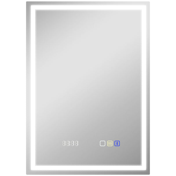 50 x 70 cm backlit LED bathroom mirror with Bluetooth speaker and digital clock