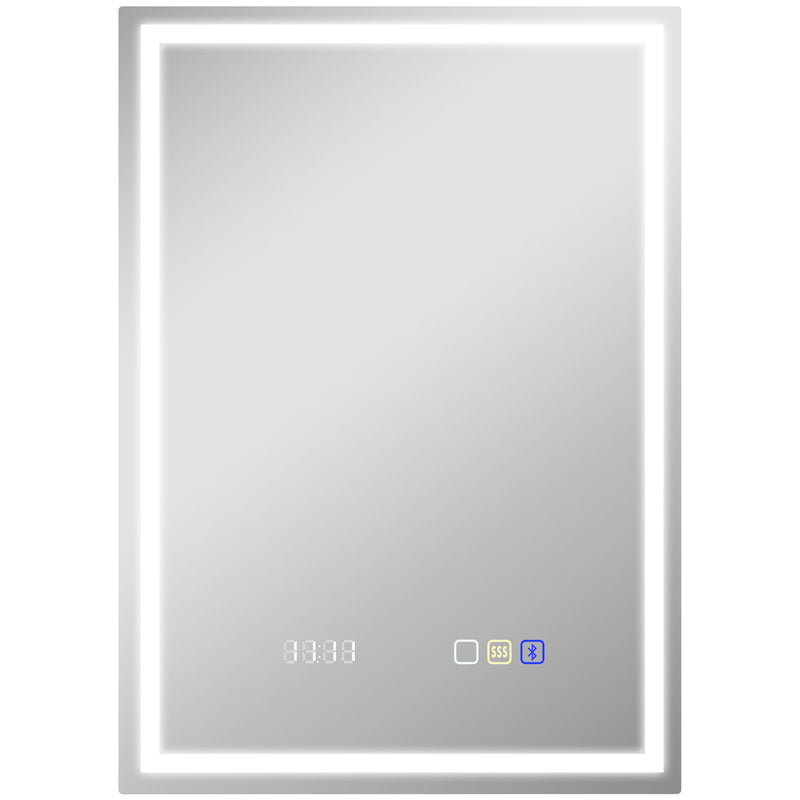 50 x 70 cm backlit LED bathroom mirror with Bluetooth speaker and digital clock