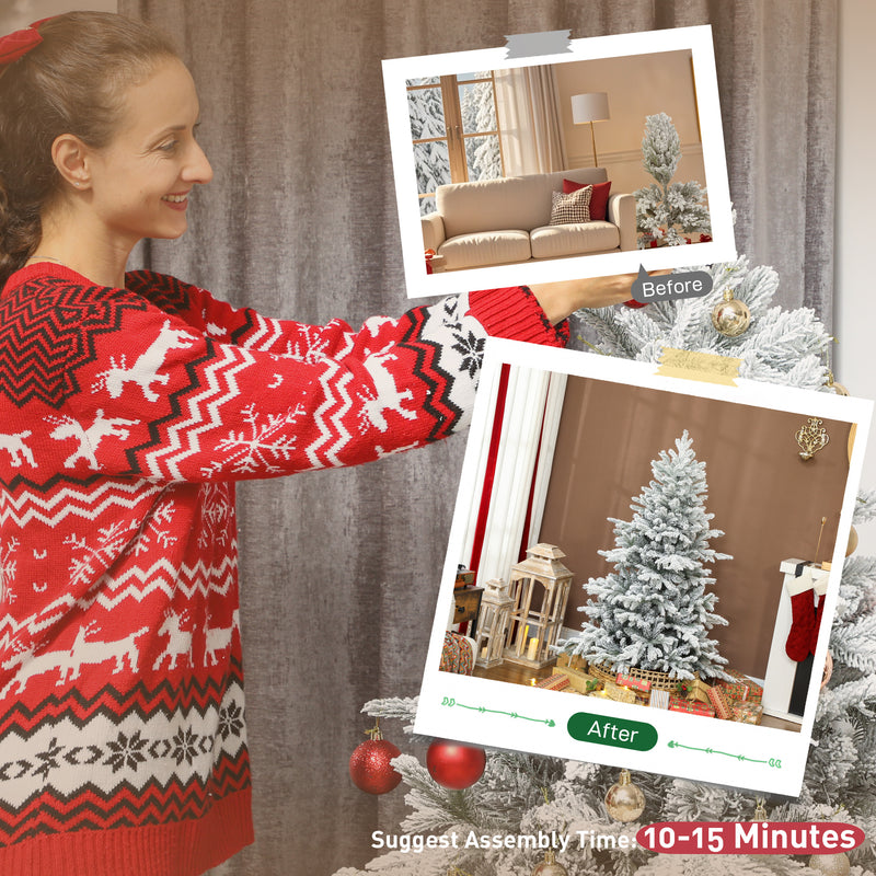 5ft snow-flocked Christmas tree – image 7