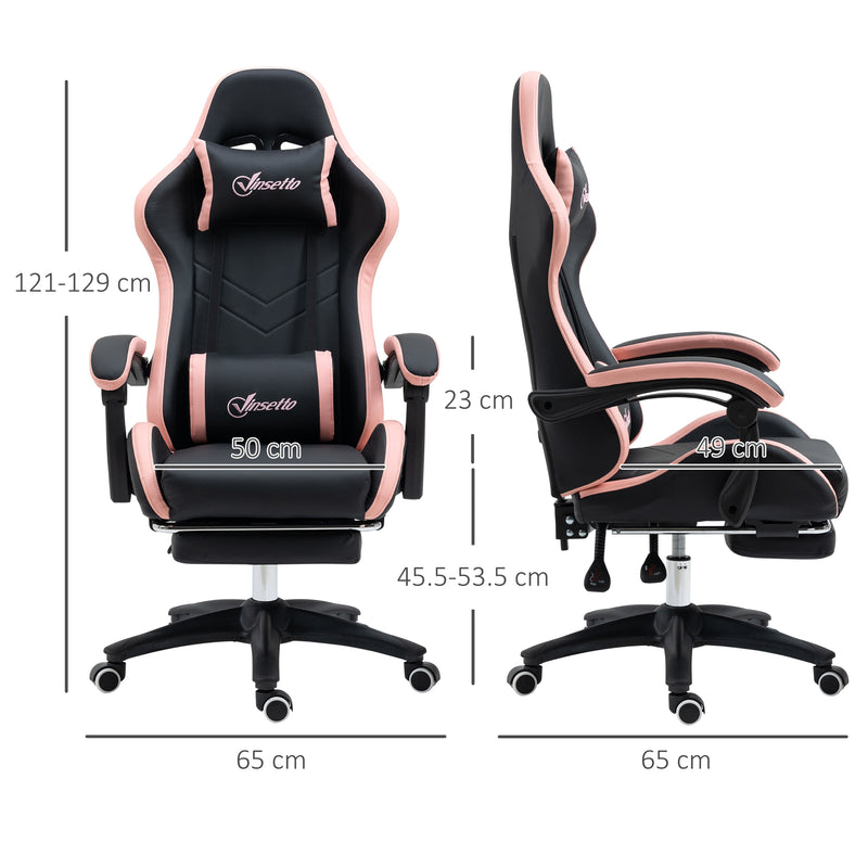 Black & pink reclining gaming chair – image 3